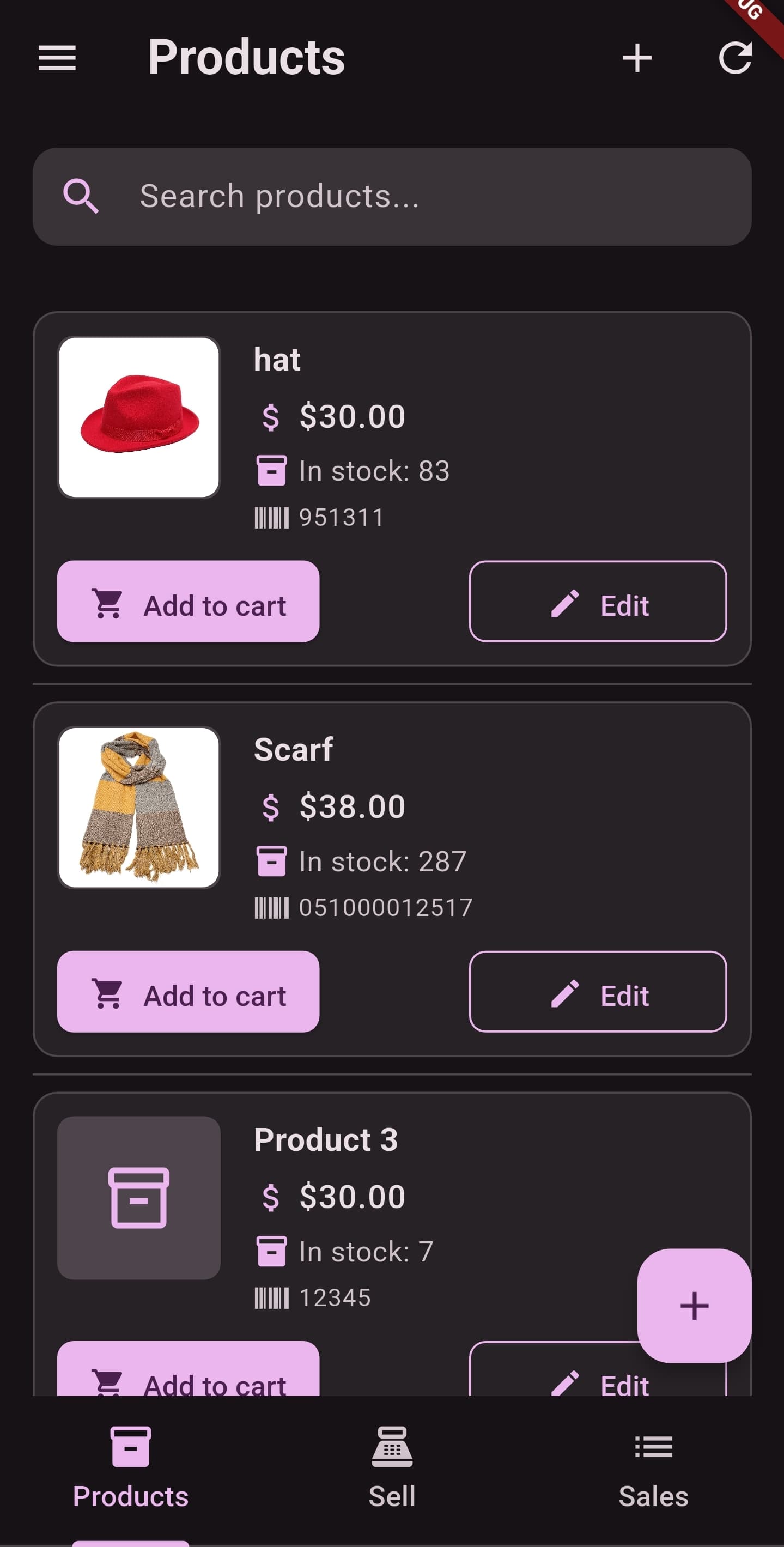 AMAL POS OLED dark mode store interface and product catalog